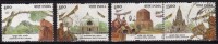 India Used 2002, Set Of 4, Bauddha Mohatsav, Buddha, Bhuddhism Religion, Music Instrument, Rajgir, Dhamek Sarnath, - Used Stamps