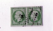 5  Cts Vert Jaune N° 11 En Paire, Belles Marges Cote Plus De 200€ - 1853-1860 Napoléon III