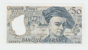 France 50 Francs 1991 AXF CRISP Banknote P 152e  152 E - 50 F 1976-1992 ''quentin De La Tour''