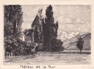 Château De La Tour De Peilz - Carte à L'eau Forte Originale , Signée - La Tour-de-Peilz