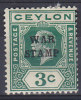 Ceylon 1918 Mi. 183 I     3 C König King George V. Overprinted WAR STAMP Type II MH* - Ceylon (...-1947)