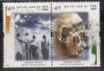 Se-tenent Used India 2001, Mahatma Gandhi Man Of Millennium, Salt March - Used Stamps