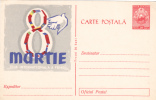 PIGEONS 1959 VERY RARE CARD STATIONERY UNUSED ROMANIA. - Tauben & Flughühner