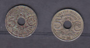 FRANCE - 3eme Republique - 5 Cts Petit Module - (2 Pieces) 1922 Et 1936 - 5 Centimes