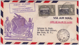 TRINIDAD AND TOBAGO - 1941 - ENVELOPPE Par AVION De PORT OF SPAIN Pour NY (USA) - 1° VOL Pour LAGOS -RARE (COTE = 100 E) - Trinidad En Tobago (...-1961)