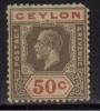 Ceylon MH Edward 50c , As Scan - Ceylan (...-1947)