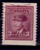 Canada 1943 3 Cent  King George VI War Coil Issue #252bs  Booklet Single - Usati