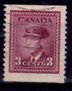 Canada 1943 3 Cent  King George VI War Coil Issue #252bs  Booklet Single - Gebruikt