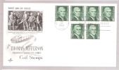 FDC Thomas Jefferson - Scott # 1278a With Coil Line - 1961-1970