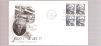 FDC Frank Lloyd Wright  - Scott # 1280 Block Of 4 - 1961-1970
