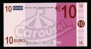 Test Note "CAROUSEL", Typ A, Billet Scolaire, 10 EURO, Training, EURO Size, RRRR, UNC, Papier, Play Money - Andere & Zonder Classificatie