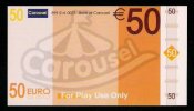 Test Note "CAROUSEL", Typ A, Billet Scolaire, 50 EURO, Training, EURO Size, RRRR, UNC, Papier, Play Money - Andere & Zonder Classificatie