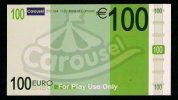 Test Note "CAROUSEL" Typ A, Billet Scolaire, 100 EURO, Training, EURO Size, RRRR, UNC -, Papier, Play Money - Autres & Non Classés