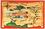 THE SUNNY CARIBBEAN-MAP WITH BARBADOS STAMP - Barbados