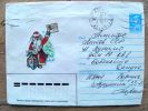 Postal Used Cover Stationery From USSR, Sent To Lithuania, New Year Santa Claus - Brieven En Documenten