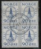 NORWAY   Scott #  381  VF USED Blk. Of 4 - Used Stamps