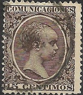 SPAIN 1889 King Alphonso XIII - 15c Brown FU - Used Stamps