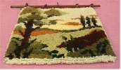 Kleiner Deko-Wandteppich  -  Motiv Bäume , Mit Holzstange , Ca. 38 X 42 Cm - Rugs, Carpets & Tapestry