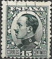 SPAIN 1930 Alfonso XIII - 15c Green FU - Usados