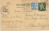 REF LBRCH1 - BELGIQUE - EP CP 50c AVEC COMPL.T 50c CHARLEROI / ALGER 8/3/1945 MARQUE DE CONTRÔLE - Cartes Postales 1934-1951