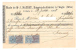 Etude  J Naudet Huissier  Audiencier Laigle L´ Aigle  61 Orne Timbre Fiscal 25 C 1924 - Bank En Verzekering