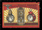 Old Original German Poster Stamp ( Advertising,cinderella,reklamemarke) Mauthes Adler - Marke, Clock, Uhr, Wecker - Horlogerie