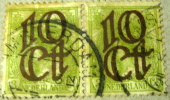 Netherlands 1923 Queen Wilhelmina 3c Overprinted 10c Pair - Used - Usati