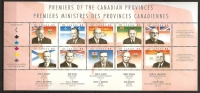 Canada 1998 N° 1546 / 55 ** Premiers Ministres, Robarts, Ontario, Lesage, Québec, McNair, Douglas, Saskatchewan, Flags - Unused Stamps