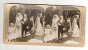 Photo Stéréoscopique : The Bride : Young Women With Her Husband ( Or Father) Children - People - Jeune Mariée - Enfant - Stereoscopic