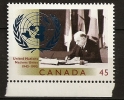 Canada 1995 N° 1443 ** Nations Unies, Premier Ministre, Signature, Charte, Mackenzie King, Mains, Stylo, Embleme - Unused Stamps