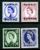 KUWAIT - 1956 ST EDWARDS CROWN WMK SURCHARGED TOP VALUES (4) VERY FINE MNH ** - Kuwait