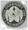 RARE 1945 GUERNSEY 1985 TWO POUNDS - RARA - RARE COIN - ORIGINAL - PROOF - Guernesey