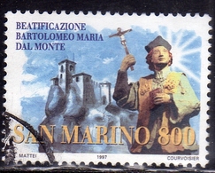 REPUBBLICA SAN MARINO 1997 BETIFICAZIONE DI BARTOLOMEO MARIA DAL MONTE BEATIFICATION LIRE 800 USATO USED OBLITERE' - Usati