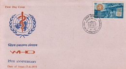 WHO Silver Jubilee FDC 1973 NEPAL - WHO