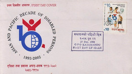 ASIAN PACIFIC Disabled Decade FDC 1998 NEPAL - Handicap