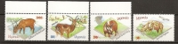 Ouganda Uganda 1992 N° 900 / 3 ** Faune, Crocutta, Aepyceros Melampus, Hylochoerus Meinertzhageni, Kobus Ellipsiprymus - Ouganda (1962-...)