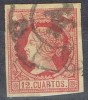 Sello 12 Cuartos Isabel II 1862, Rueda Carreta 14 VALLADOLID, Edifil Num 53 º - Oblitérés