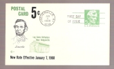 FDC Postal Card Abraham Lincoln - Scott # UX55 - 1961-1970