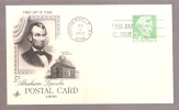FDC Postal Card Abraham Lincoln - Scott # UX55 - 1961-1970