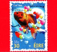 IRLANDA - Usato - 2001 -  Francobolli Di Saluti - Cool Pets - Goldfish - 30 - 38 C - Used Stamps
