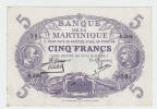 MARTINIQUE 5 FRANCS 1901 (1934-45) "F+" P 6 - East Carribeans