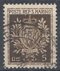 1945-46 SAN MARINO USATO STEMMI 5 LIRE - RR10222 - Gebruikt