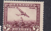 BELGIQUE N° PA N° 5 5 F BRUN VIOLET AVION SURVOLANT BRUXELLES NEUF AVEC CHARNIERE - Sonstige & Ohne Zuordnung