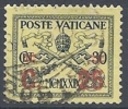 1931 VATICANO USATO SOPRASTAMPATO 25 SU 30 CENT GIALLINO - RR10299-4 - Used Stamps