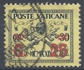 1931 VATICANO USATO SOPRASTAMPATO 25 SU 30 CENT GIALLINO - RR10299-5 - Usati