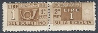 1946-51 ITALIA PACCHI POSTALI RUOTA 1 LIRA MH *  - RR10305 - Pacchi Postali