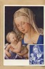 CARTE MAXIMUM  1954 SARRE # ALBRECHT DURER # VIERGE AU POIRE # PEINTURE XV° SIECLE - Cartes-maximum