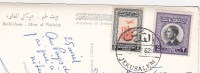 2 Timbres (Stamps) Collés Sur Carte Postale / Postcard / 1962 - Jordania