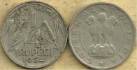 INDIA  1/4 RUPEE WHEAT LEAVES FRONT ASHOKA COLUMN BACK 1954 KM? READ DESCRIPTION CAREFULLY !!! - Indien