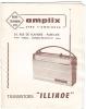 RADIO - TRANSISTOR - AMPLIX - MODE D´EMPLOI - ILLIADE - 1964. - Andere Plannen
